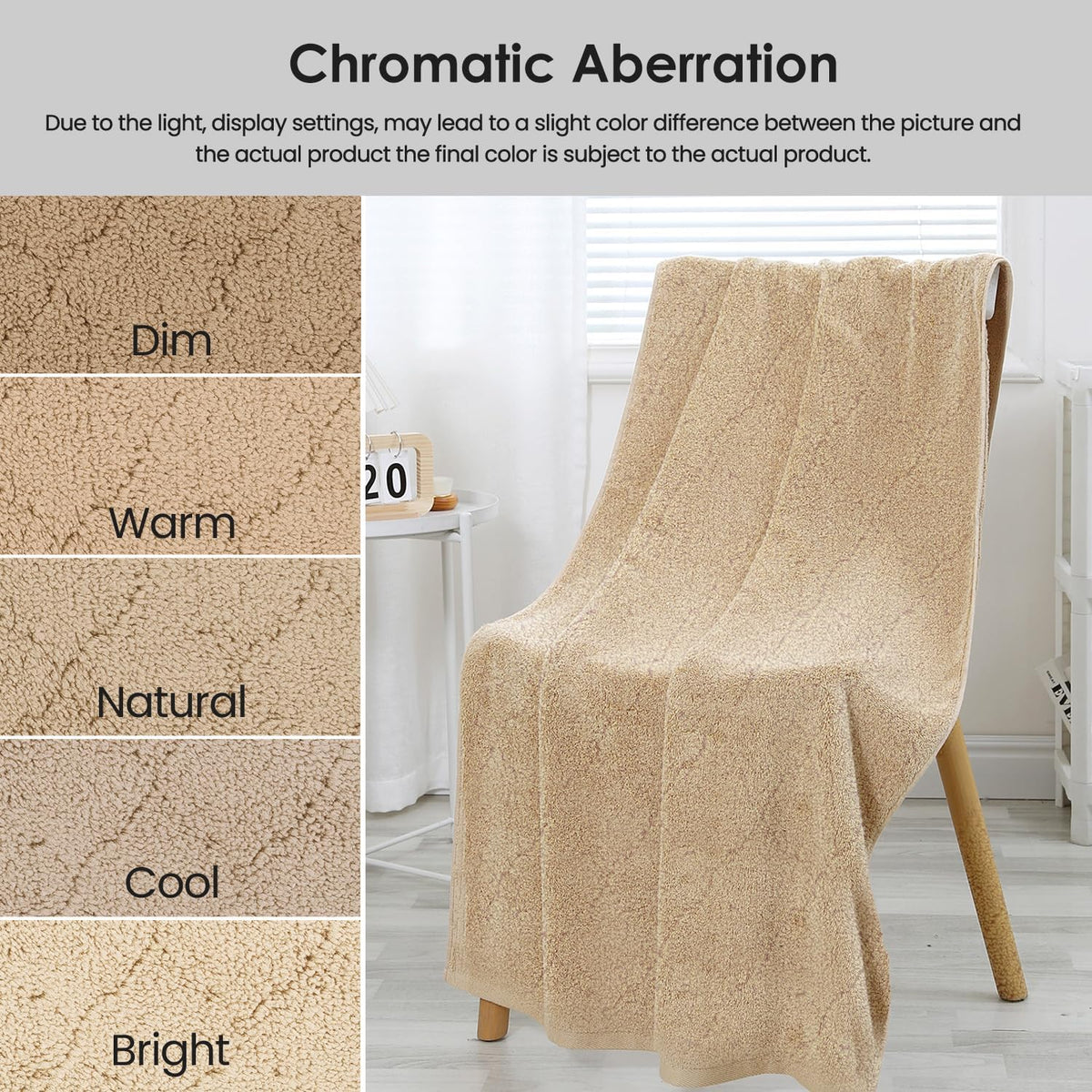 Microfiber Bath Towels, Coral Fleece - Camel, 30 in x 60 in