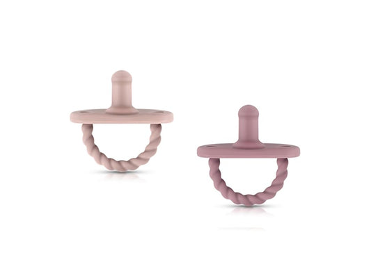 Pacifier Soother Baby Silicone Baby Pacifier Soft Silicone Certified BPA Free Set of 2 (Light Pink - Dark Purple)