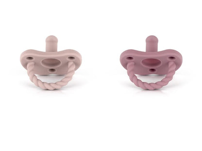 Pacifier Soother Baby Silicone Baby Pacifier Soft Silicone Certified BPA Free Set of 2 (Light Pink - Dark Purple)