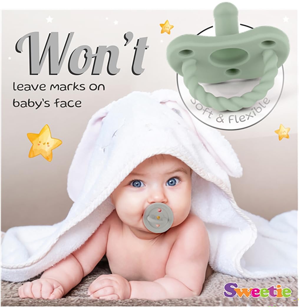 Pacifier Soother Baby Silicone Baby Pacifier Soft Silicone Certified BPA Free Set of 2 (Light Pink - Dark Purple)