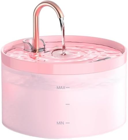 Cat Water Fountain Pink for Drinking: 67oz/2L Cat Fountain