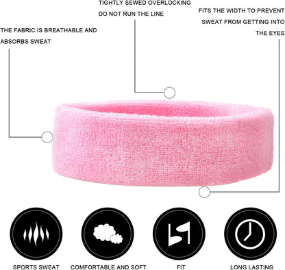 3 Pieces of Sweat Band Set, Headbands for Men Kids Sweatbands Including 1 Headband and 2 Wristbands Black Cotton Super Soft and Comfy Sweatband for Tennis Working Out Boxing Gym