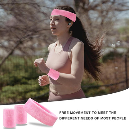 3 Pieces of Sweat Band Set, Headbands for Men Kids Sweatbands Including 1 Headband and 2 Wristbands Black Cotton Super Soft and Comfy Sweatband for Tennis Working Out Boxing Gym