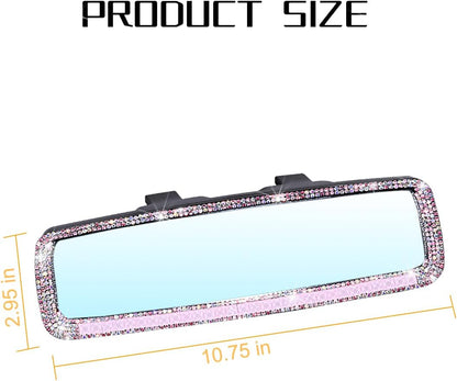 Rhinestone Clip-On Car Rearview Mirror, Pink