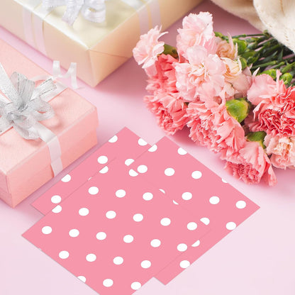 50pcs White Polka Dot Pink Napkins, Disposable 2-Ply Cocktail & Happy Birthday Napkins, Polka Dot Party Decorations for Wedding Baby Shower Birthday Bridal Party