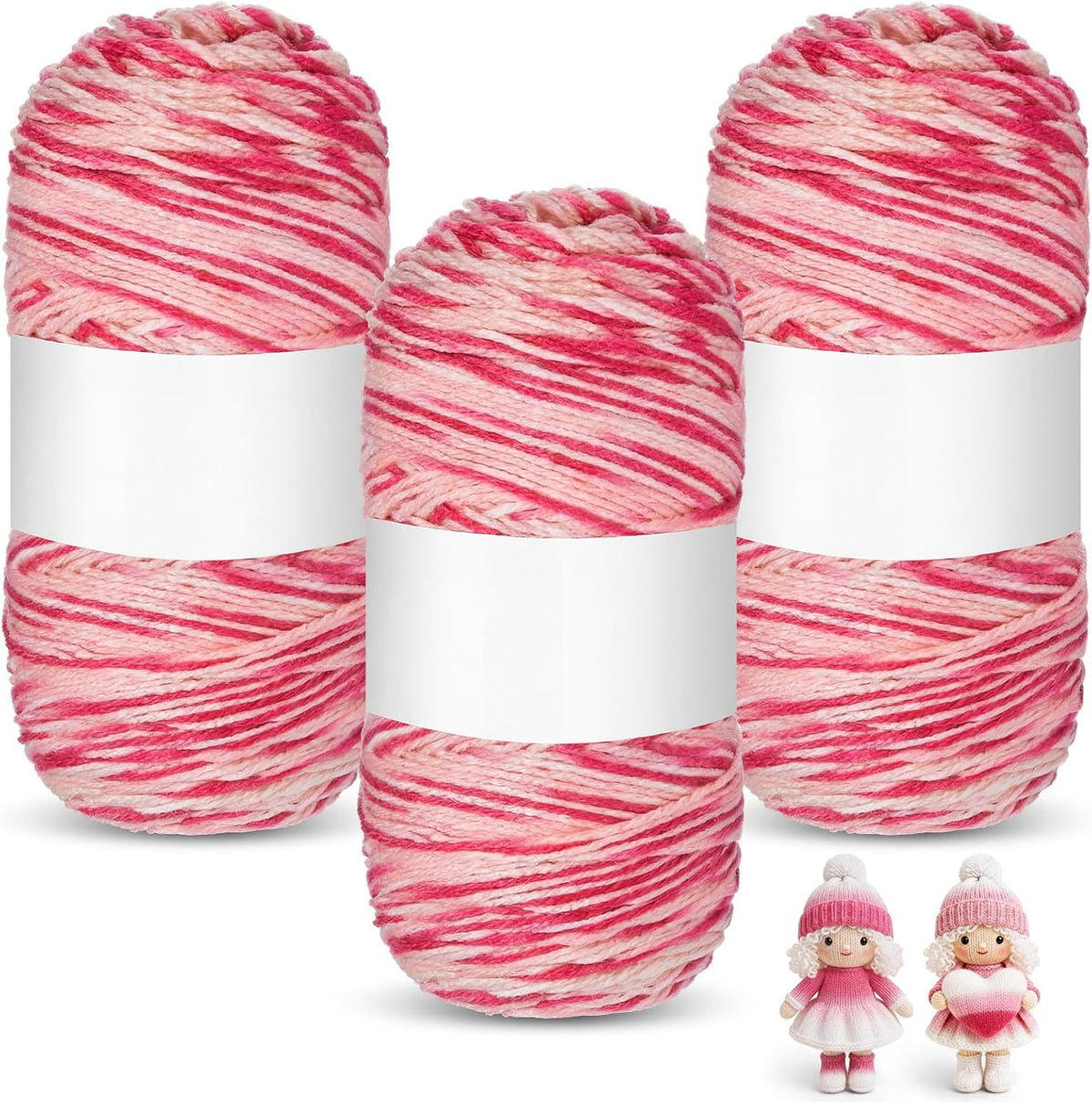 3 Skeins Valentine's Day Yarn for Crocheting