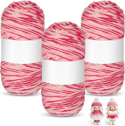 3 Skeins Valentine's Day Yarn for Crocheting