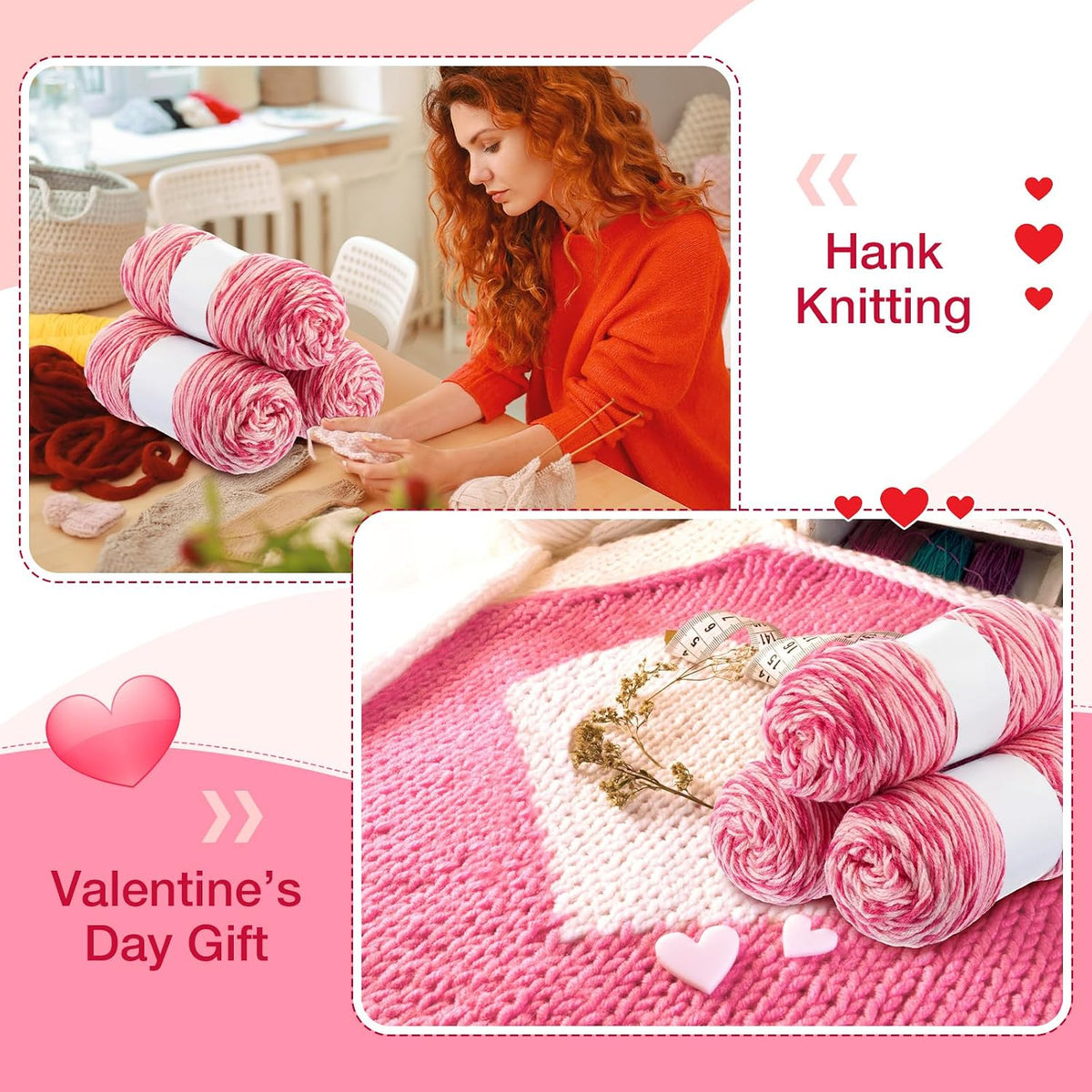 3 Skeins Valentine's Day Yarn for Crocheting
