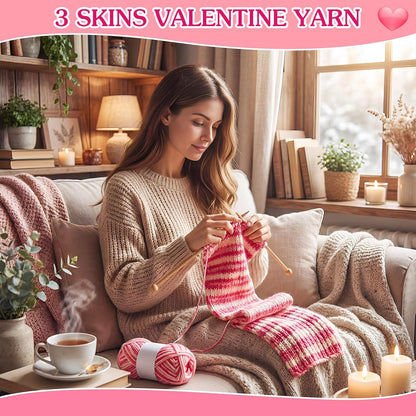 3 Skeins Valentine's Day Yarn for Crocheting