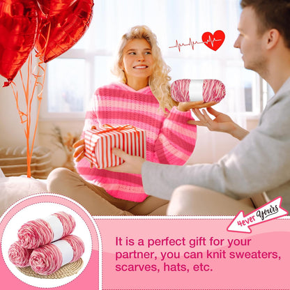 3 Skeins Valentine's Day Yarn for Crocheting