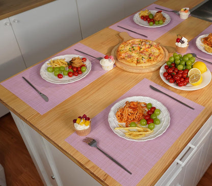 Pink Placemats Set of 4 Woven PVC 18"x12" for Indoor Outdoor Usage