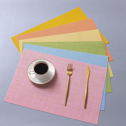 Pink Placemats Set of 4 Woven PVC 18"x12" for Indoor Outdoor Usage