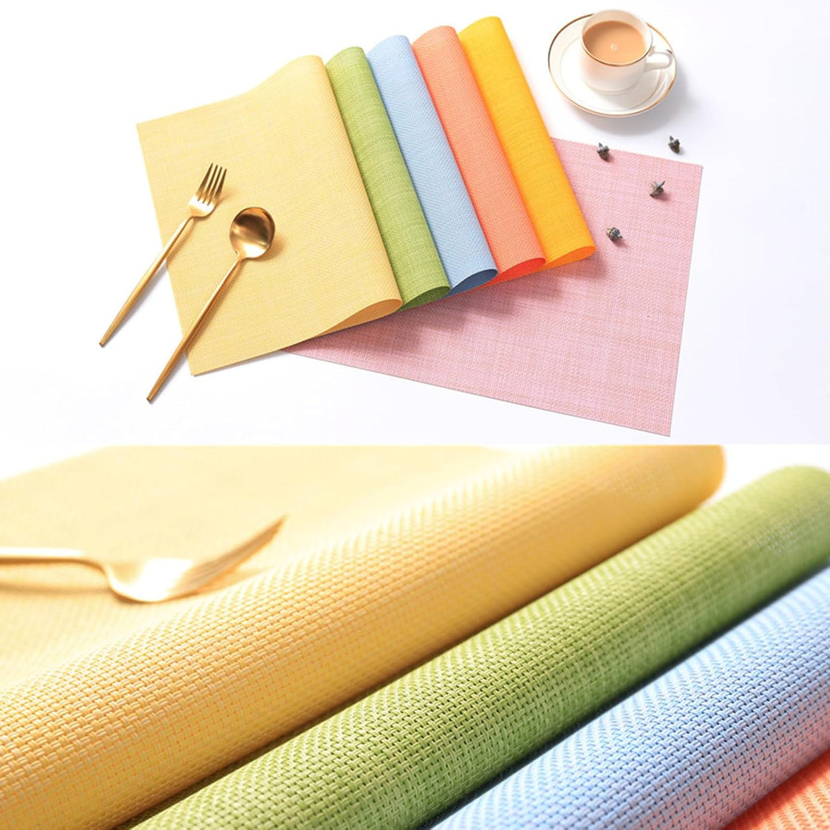 Pink Placemats Set of 4 Woven PVC 18"x12" for Indoor Outdoor Usage