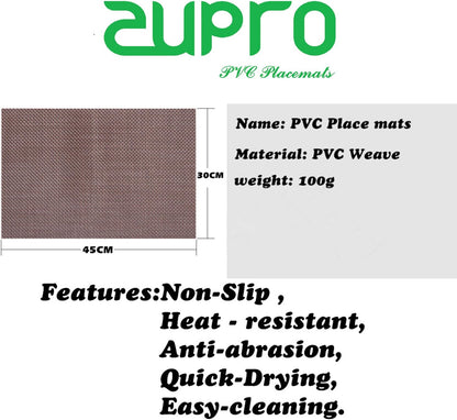 Pink Placemats Set of 4 Woven PVC 18"x12" for Indoor Outdoor Usage