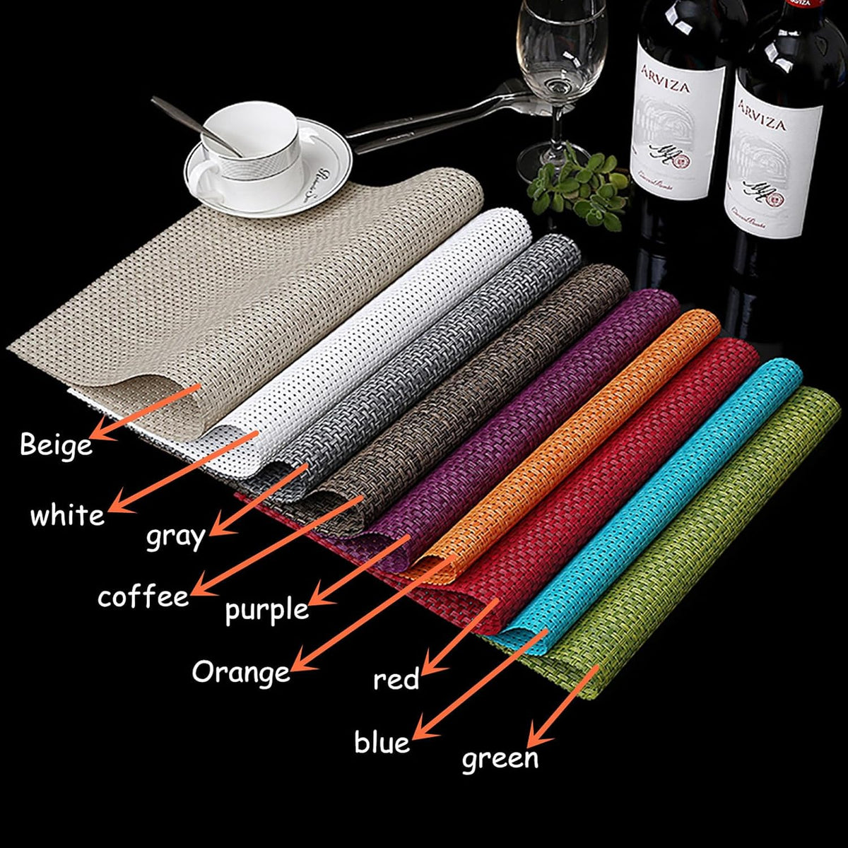 Pink Placemats Set of 4 Woven PVC 18"x12" for Indoor Outdoor Usage