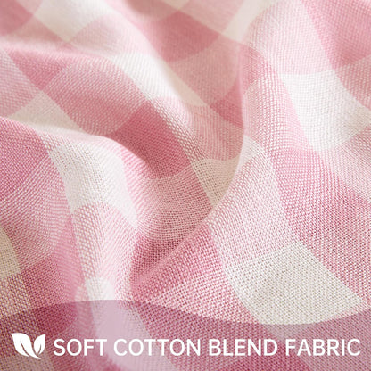 Gingham Tablecloth Rectangle Table, Cotton Linen Style Picnic Checkered Table Cloth Farmhouse Washable Wrinkle Free Buffalo Plaid Table Cover for Outdoor Birthday Party, Pink, 60x75