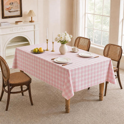 Gingham Tablecloth Rectangle Table, Cotton Linen Style Picnic Checkered Table Cloth Farmhouse Washable Wrinkle Free Buffalo Plaid Table Cover for Outdoor Birthday Party, Pink, 60x75