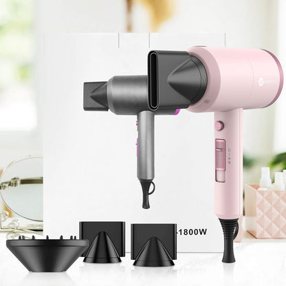 Professional Ionic Hair Dryer, Powerful 1800W Fast Drying Low Noise Blow Dryer with 2 Concentrator Nozzle 1 Diffuser Attachments for Home Salon Travel (Pottery Pink and Rose Gold)