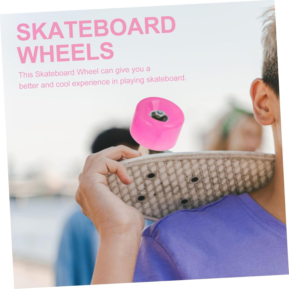 Replacement Skateboard Wheels 2pcs PU Pink Easy Install