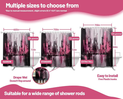 Pink and Black Abstract Shower Curtain, 72x72 in, Dark Pink