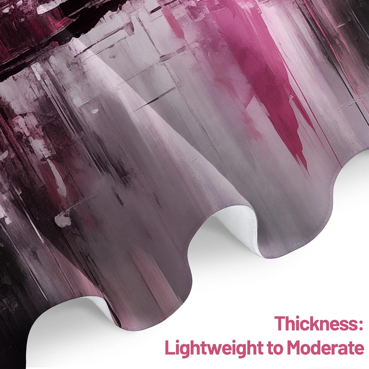 Pink and Black Abstract Shower Curtain, 72x72 in, Dark Pink
