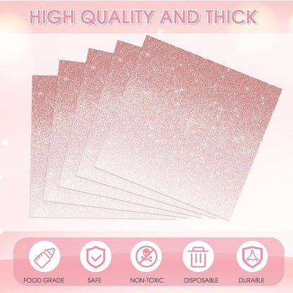 40PCS Disposable Rose Gold Paper Napkins, 6.5 x 6.5 Inch Rose Gold Gradient