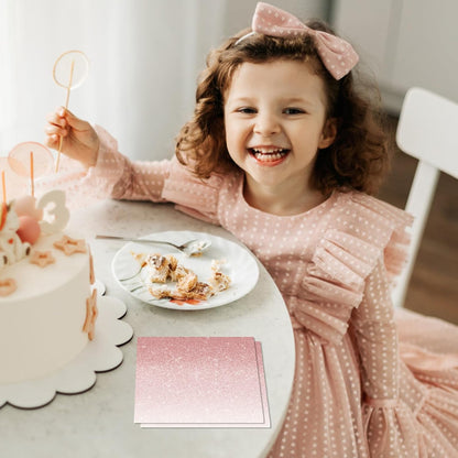 40PCS Disposable Rose Gold Paper Napkins, 6.5 x 6.5 Inch Rose Gold Gradient