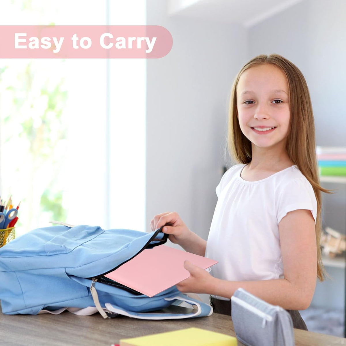 Two-Pocket-Folders with 3 Prongs, Letter Size Plastic Folders with Pockets and Prongs, Poly Plastic Folders for Office & School. 6 Pastel Colors (Pink - 12 Packs)