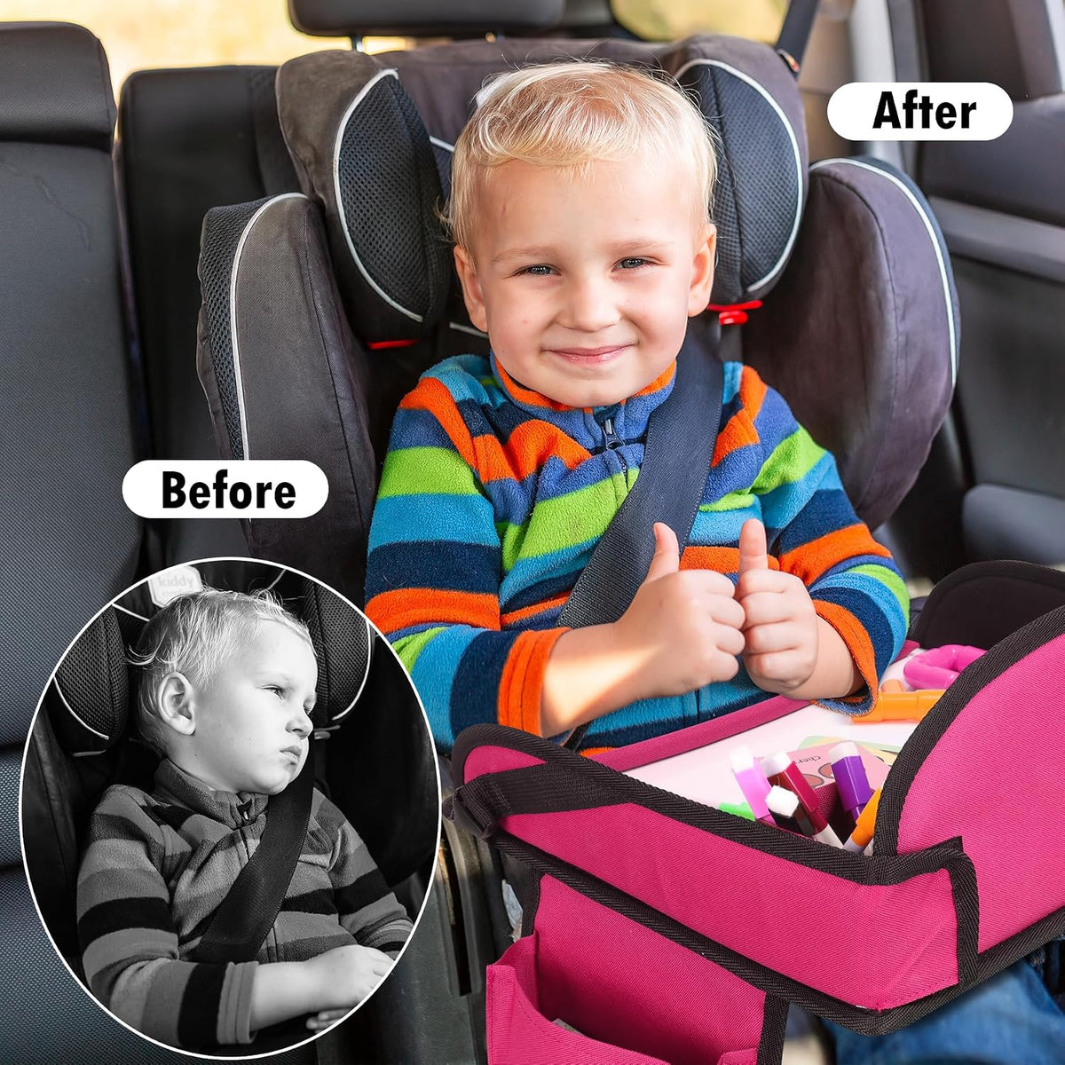 Car Seat Tray,Toddler Road Trip Essentials With Drawing Kit