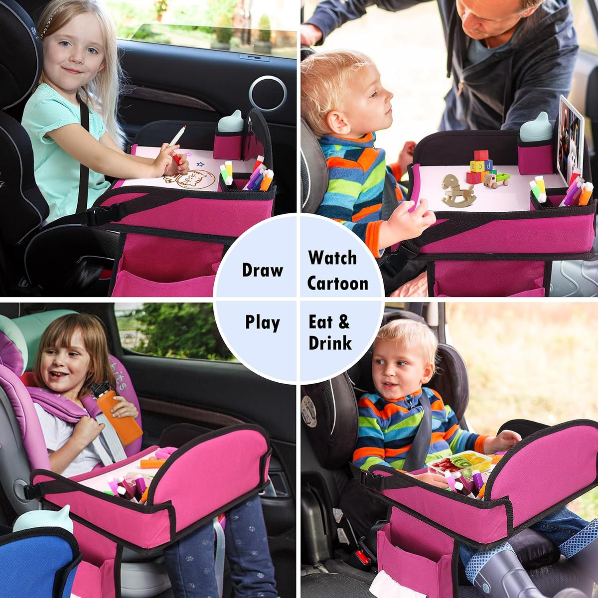 Car Seat Tray,Toddler Road Trip Essentials With Drawing Kit