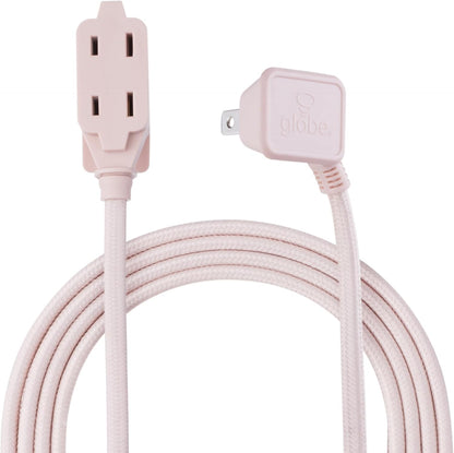 22814 Designer Series 9-ft Fabric Extension Cord, 3 Polarized Outlets, Right Angle Plug, 125 Volts, Pale Pink