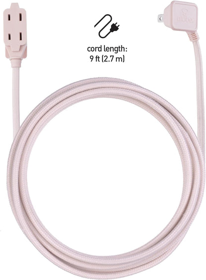 22814 Designer Series 9-ft Fabric Extension Cord, 3 Polarized Outlets, Right Angle Plug, 125 Volts, Pale Pink