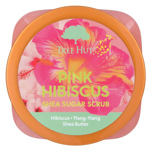 Pink Hibiscus Body Scrub, Exfoliating & Hydrating Sugar Scrub with Shea Butter & Essential Oils, Smooth Skin, Body Exfoliator For All Skin Types, Self Care Gifts for Women, Vegan, 18 Oz
