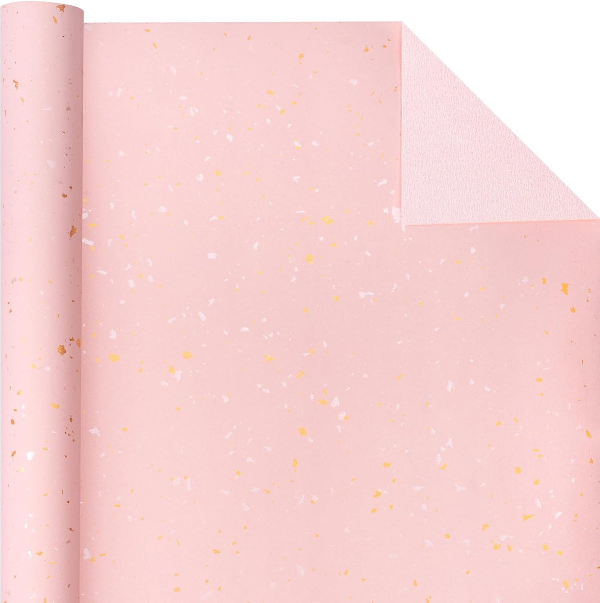 Pink Wrapping Paper Roll - Mini Roll - 17 Inch x 16.5 Feet - Pink Gold Design with Silky Touch Perfect for Birthday, Wedding, Baby Shower, Bridal Shower