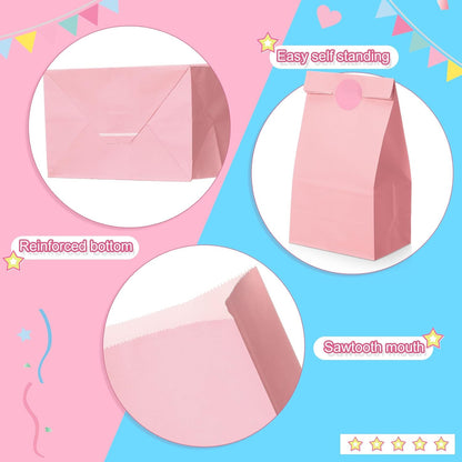 36 Pcs Pink Blue Party Favor Paper Bags Candy Paper Gift Bags with Stickers 5.1 x 3.2 x 9.5'' for Festival Holiday Baby Shower Birthday Wedding Party Anniversaries