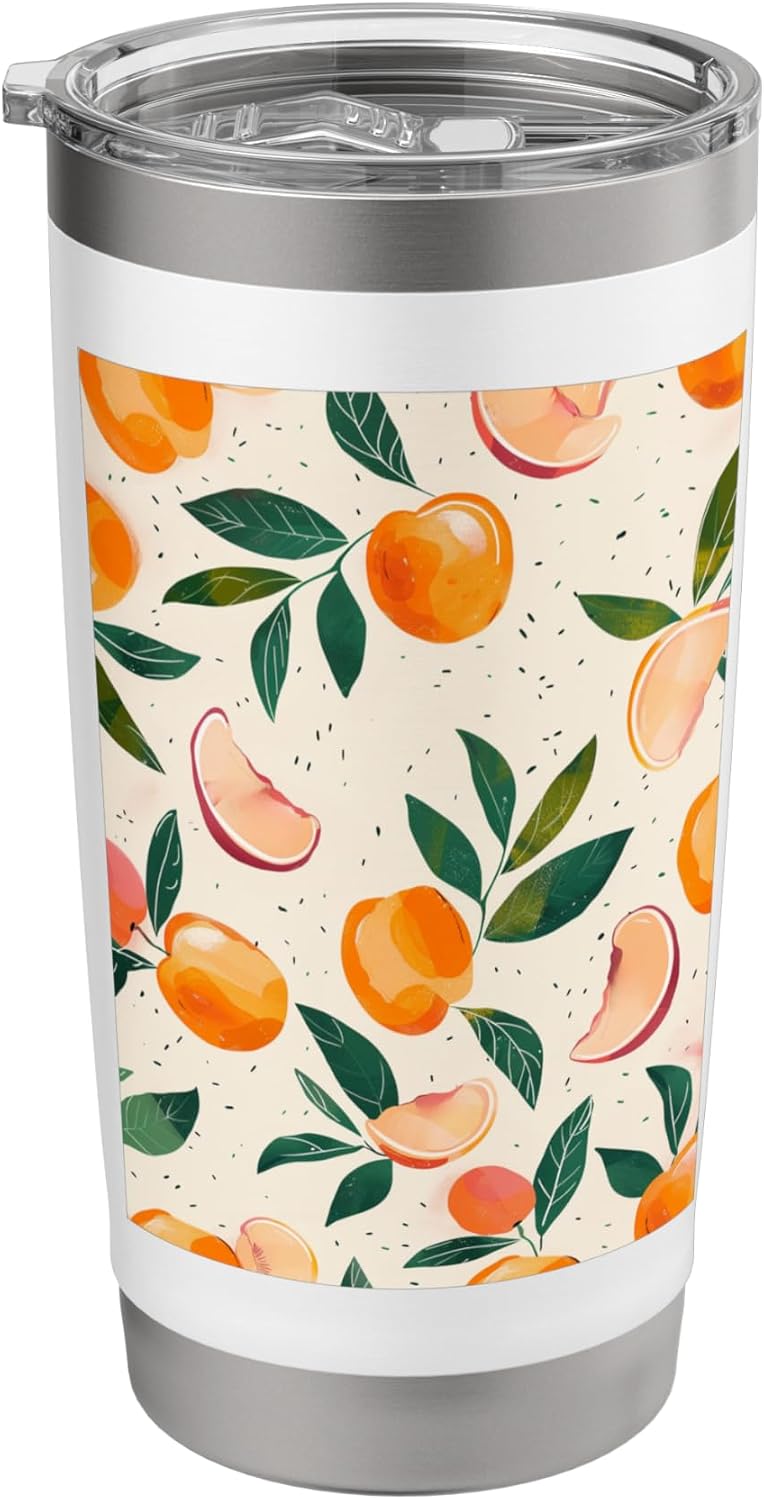 Minimalist Peach Fruit Pattern Art Stainless Steel Insulated Tumbler