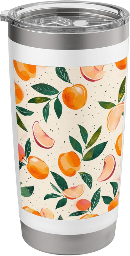 Minimalist Peach Fruit Pattern Art Stainless Steel Insulated Tumbler