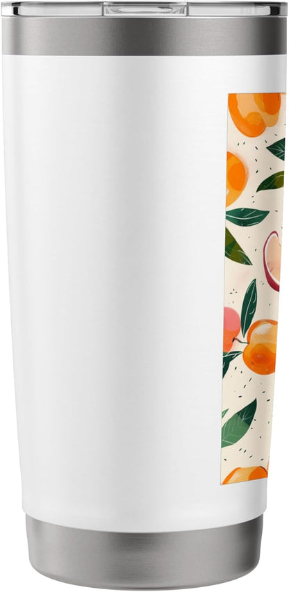 Minimalist Peach Fruit Pattern Art Stainless Steel Insulated Tumbler