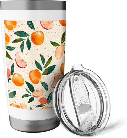 Minimalist Peach Fruit Pattern Art Stainless Steel Insulated Tumbler