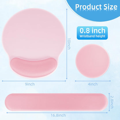 Wrist Rest Support for Mouse Pad&Keyboard Set,Circle Curved Ergonomic Mouse pad Non-Slip Base，Gaming Mouse pad Arm Cushion Support for Computer Office Desk Accessories Cute Setup,Light Pink