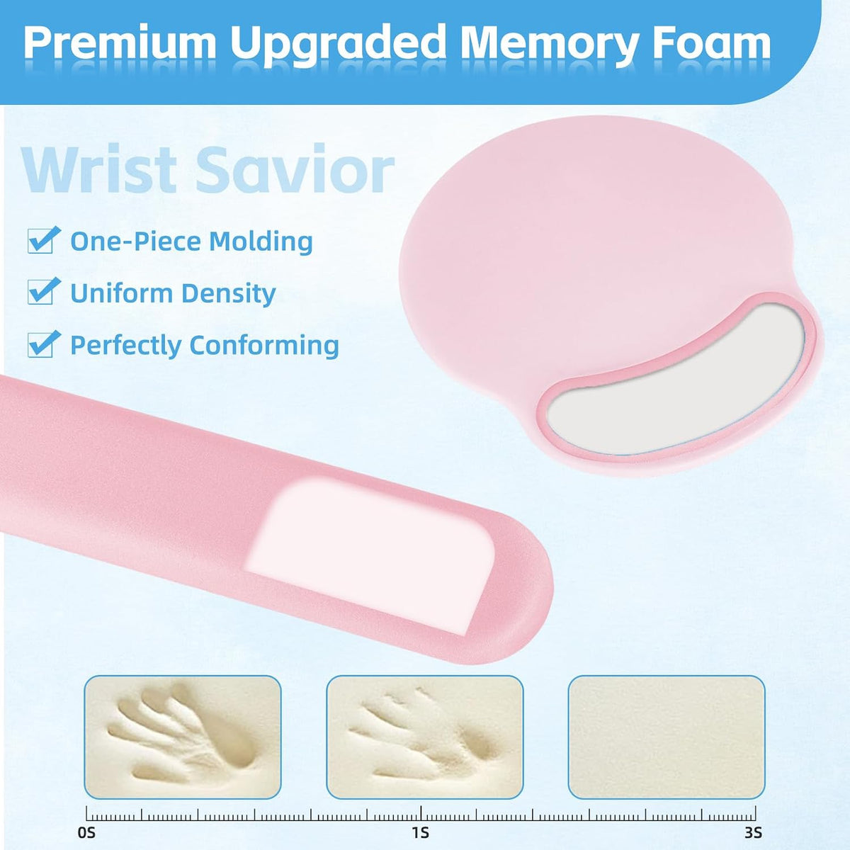 Wrist Rest Support for Mouse Pad&Keyboard Set,Circle Curved Ergonomic Mouse pad Non-Slip Base，Gaming Mouse pad Arm Cushion Support for Computer Office Desk Accessories Cute Setup,Light Pink