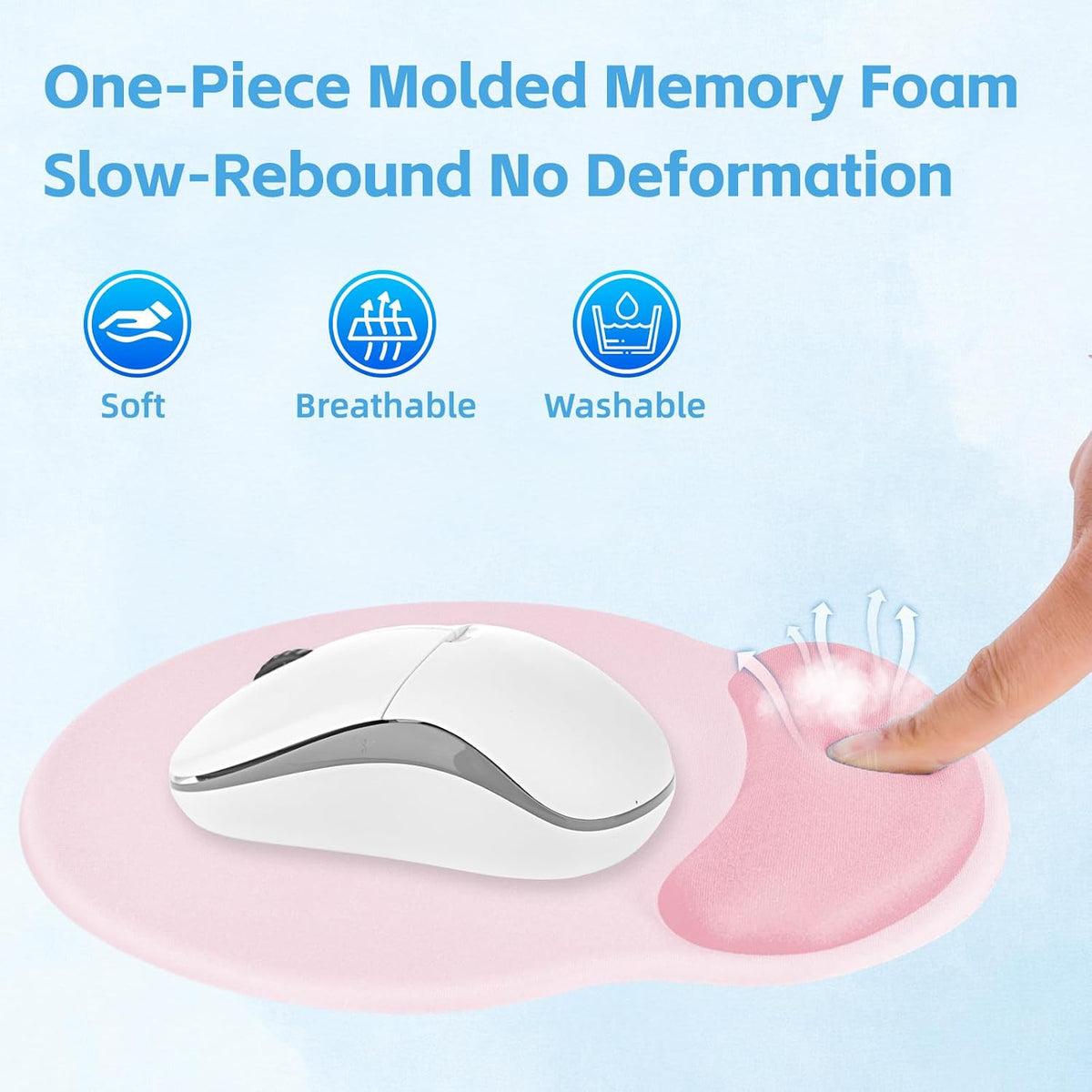 Wrist Rest Support for Mouse Pad&Keyboard Set,Circle Curved Ergonomic Mouse pad Non-Slip Base，Gaming Mouse pad Arm Cushion Support for Computer Office Desk Accessories Cute Setup,Light Pink