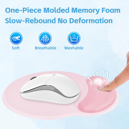 Wrist Rest Support for Mouse Pad&Keyboard Set,Circle Curved Ergonomic Mouse pad Non-Slip Base，Gaming Mouse pad Arm Cushion Support for Computer Office Desk Accessories Cute Setup,Light Pink