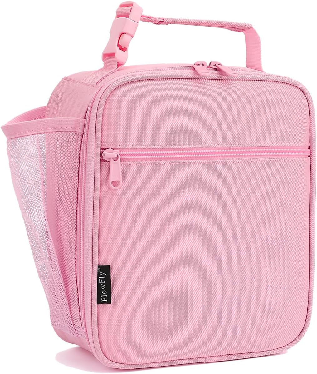 Kids Lunch box Insulated Soft Bag Mini Cooler Back to School Thermal Meal Tote Kit for Girls, Boys, Pink