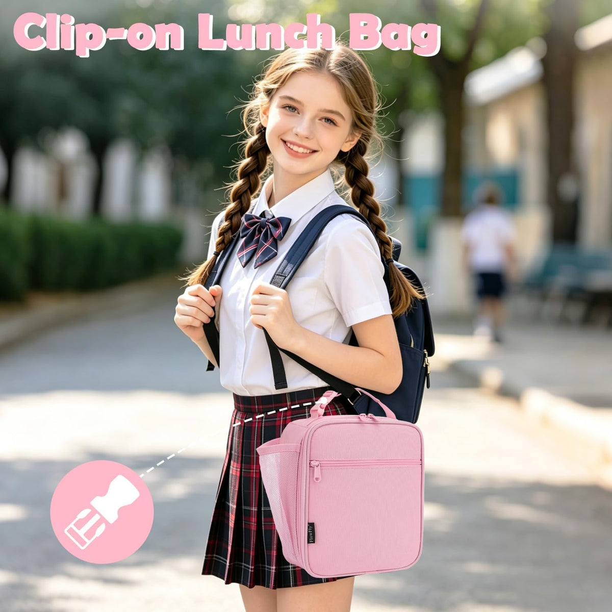 Kids Lunch box Insulated Soft Bag Mini Cooler Back to School Thermal Meal Tote Kit for Girls, Boys, Pink