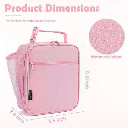 Kids Lunch box Insulated Soft Bag Mini Cooler Back to School Thermal Meal Tote Kit for Girls, Boys, Pink