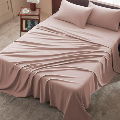 Full Size 4 Piece Sheet Set - Comfy Breathable & Cooling Bed Sheets Set, Soft and Wrinkle Free, Deep Pockets, Easy & Secure Fit, Hotel Luxury Bedding - Oeko-Tex - Baby Pink