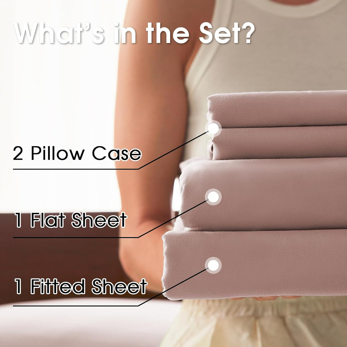 Full Size 4 Piece Sheet Set - Comfy Breathable & Cooling Bed Sheets Set, Soft and Wrinkle Free, Deep Pockets, Easy & Secure Fit, Hotel Luxury Bedding - Oeko-Tex - Baby Pink