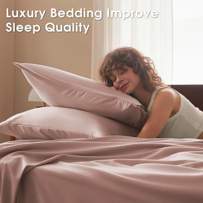 Full Size 4 Piece Sheet Set - Comfy Breathable & Cooling Bed Sheets Set, Soft and Wrinkle Free, Deep Pockets, Easy & Secure Fit, Hotel Luxury Bedding - Oeko-Tex - Baby Pink