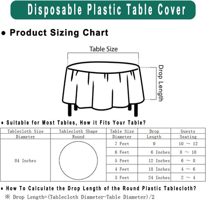 Blush Pink Plastic Tablecloths 2 Pack Light Peach Disposable Table Covers 84 Inch Circle Bridal Shower Party Tablecovers PEVA Table Cloths for Picnic Birthday Wedding Parties 6 ft Round Table Use